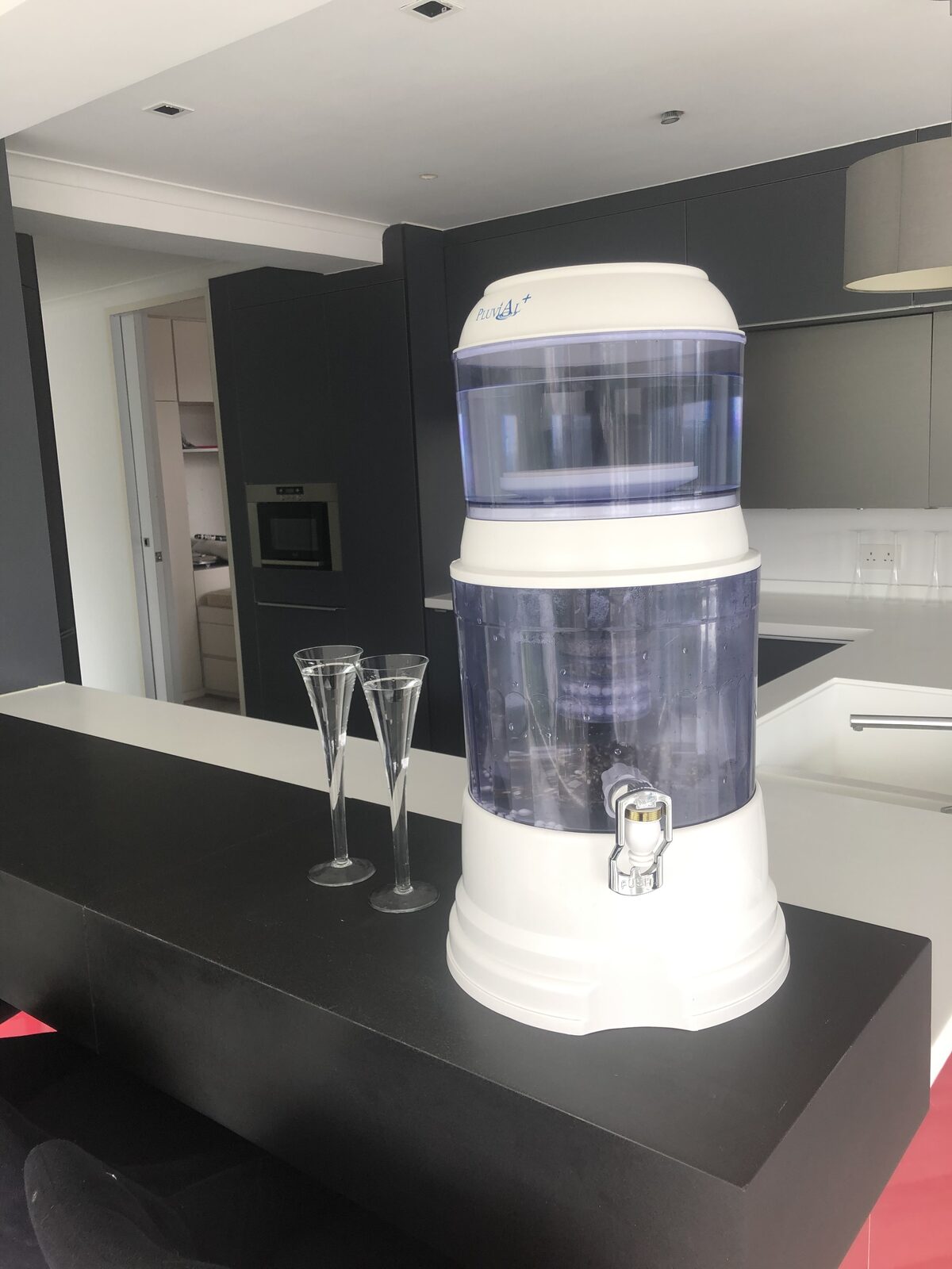 Pluvial Plus countertop water filter in a Hong Kong kitchen